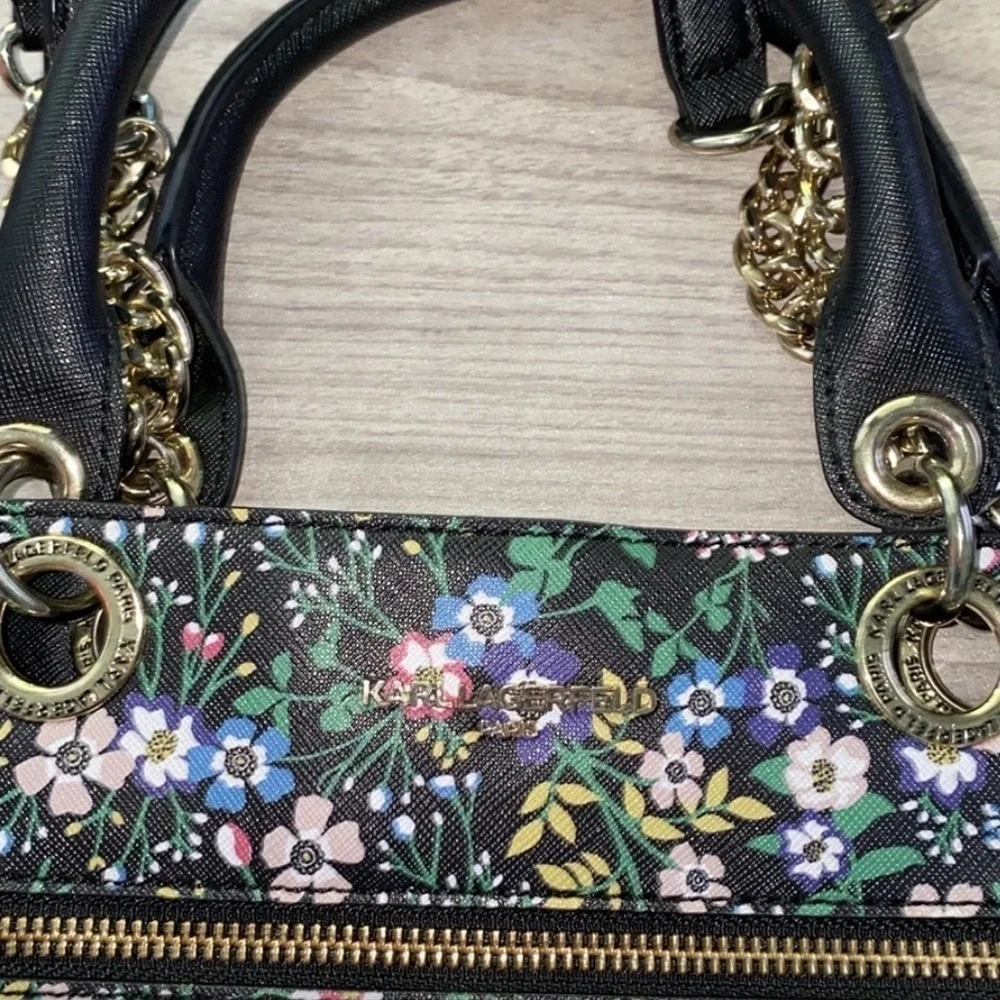 Karl Lagerfeld Black and Green Tote Bag NWOT